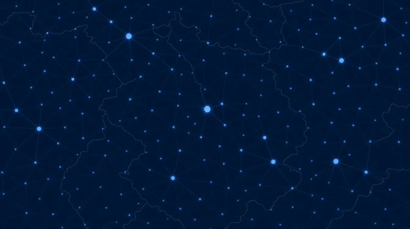 A fine lattice mesh with a handful of weighted, brighter nodes