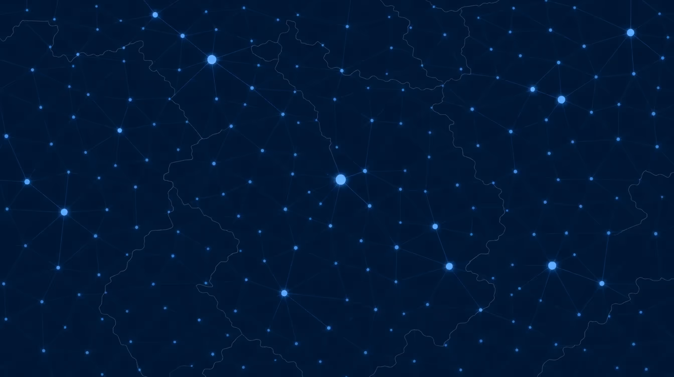 A fine lattice mesh with a handful of weighted, brighter nodes
